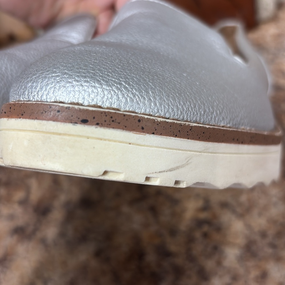 Call It Spring Vegan Silver Wedge Slip On Loafers Size 10 - Picture 11 of 12